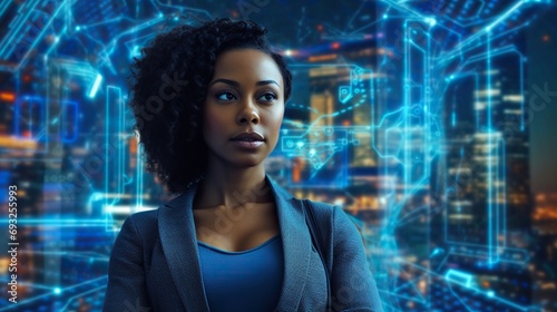 Futuristic technology world, concept of artificial intelligence's effects in human life 
