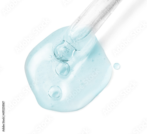 Dropper with serum on white background, top view. Skin care product © New Africa