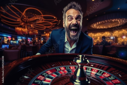 man winning at the roulette wheel photo