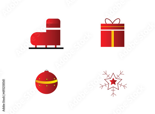 Set of christmas icons in one