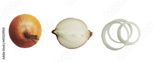 set fresh raw onion on transparent background png photo
