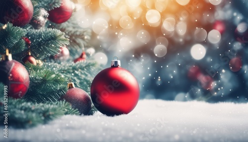 A Christmas tree with ornaments and a red ball ornament