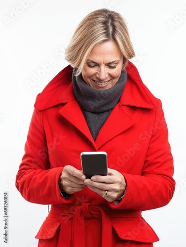 woman using a smartphone on...