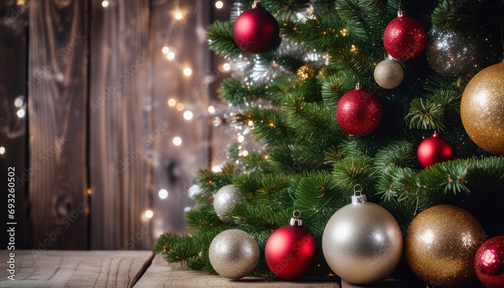 A beautifully decorated Christmas tree with ornaments and lights