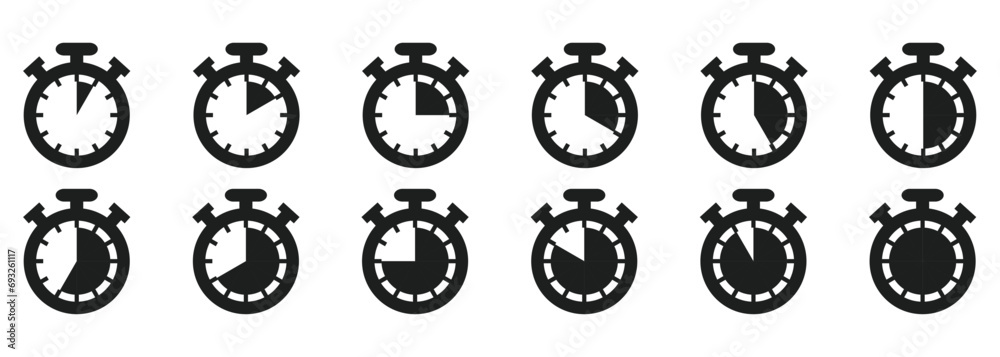 Simple icon representing a clock or timer - obrazy, fototapety, plakaty 