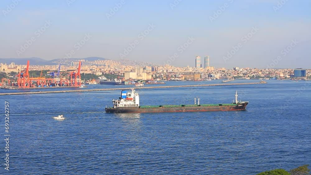Bulk carrier or dry cargo ship cruising along the Bosporus in front of Haydarpasa Docks, Istanbul Background
Bulk carrier or dry cargo ship cruising along the Bosporus in front of Haydarpasa Docks, Istanbul Background