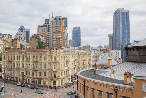 historical and modern cityscape in capital kyiv photo