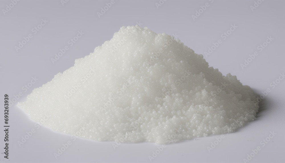 A pile of white sugar on a white background