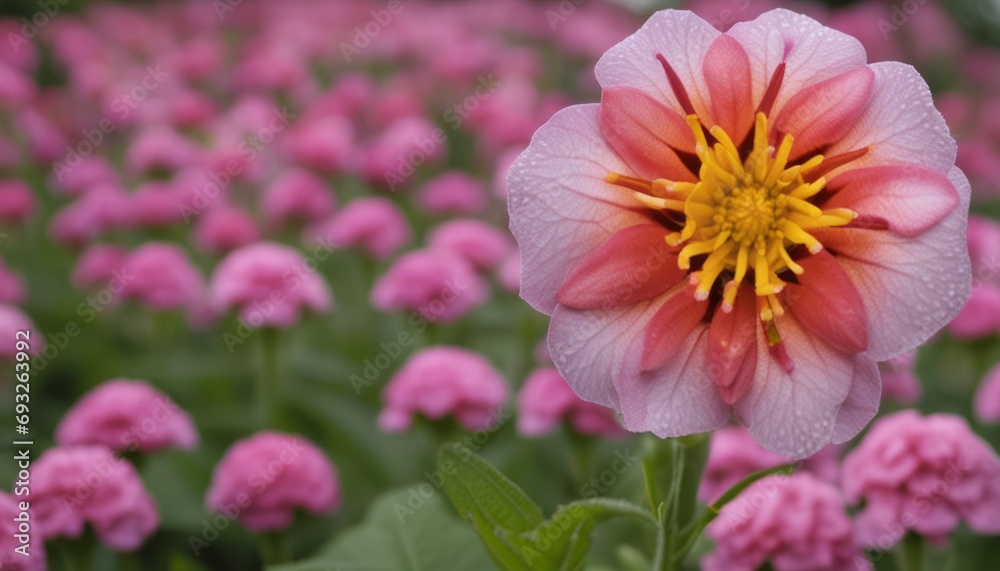 Obraz premium A single pink flower in a field of pink flowers