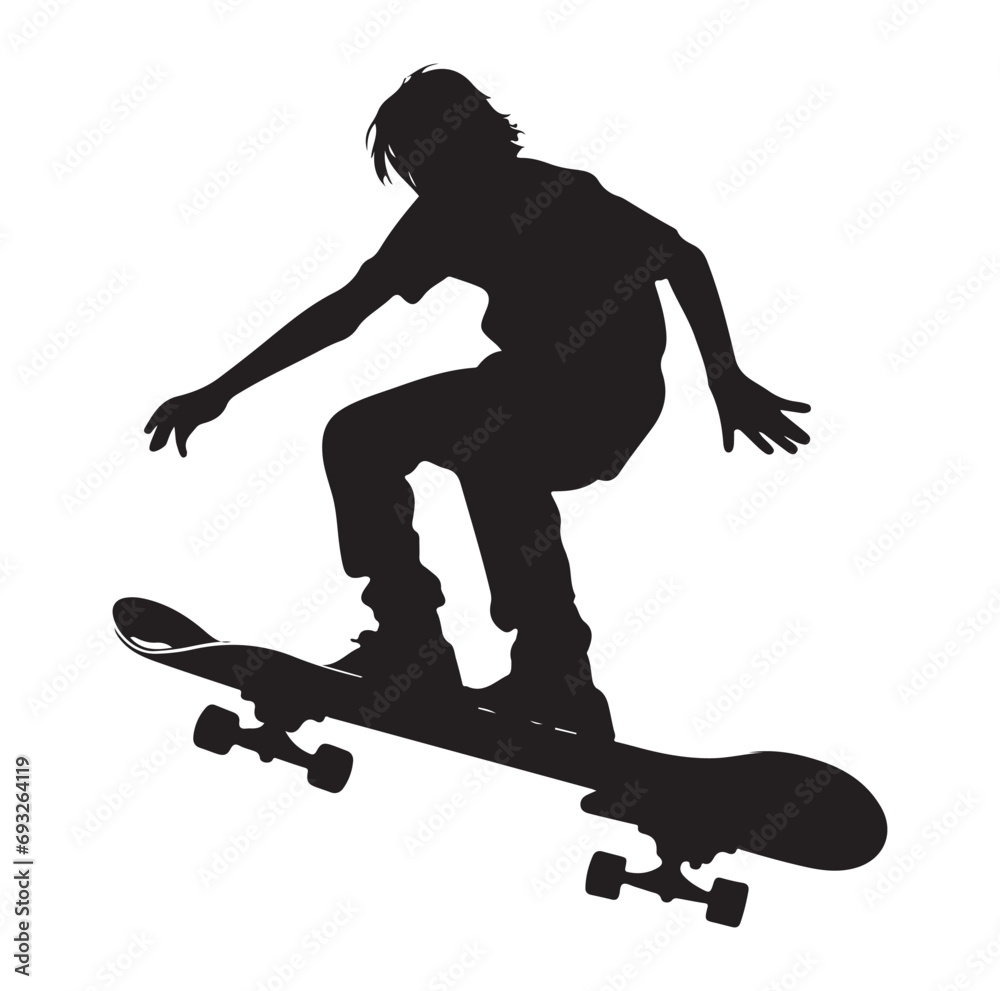 Skating Silhouette vector stock illustration, Skating player silhouette Vector.