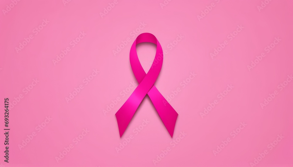 A pink ribbon on a pink background A pink ribbon on a pink background