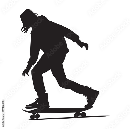 Skating Silhouette vector stock illustration, Skating player silhouette Vector.