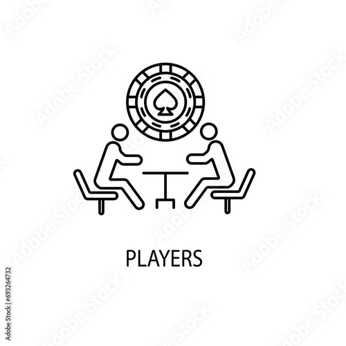 players concept line icon. Simple element illustration. players concept outline symbol design.