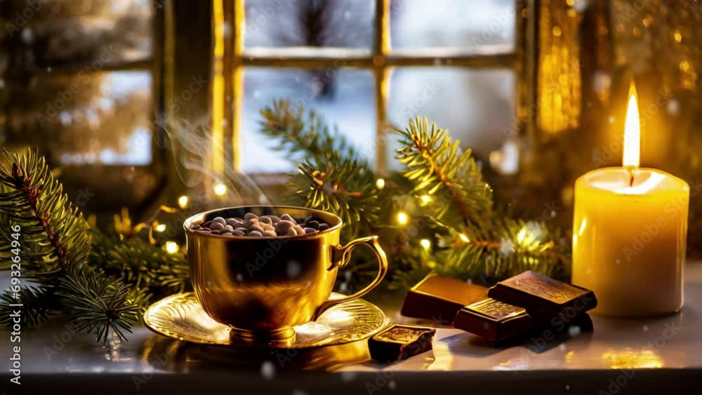 cozy christmas background animation with falling snow and beautiful scenery cozy christmas background animation with falling snow and beautiful scenery