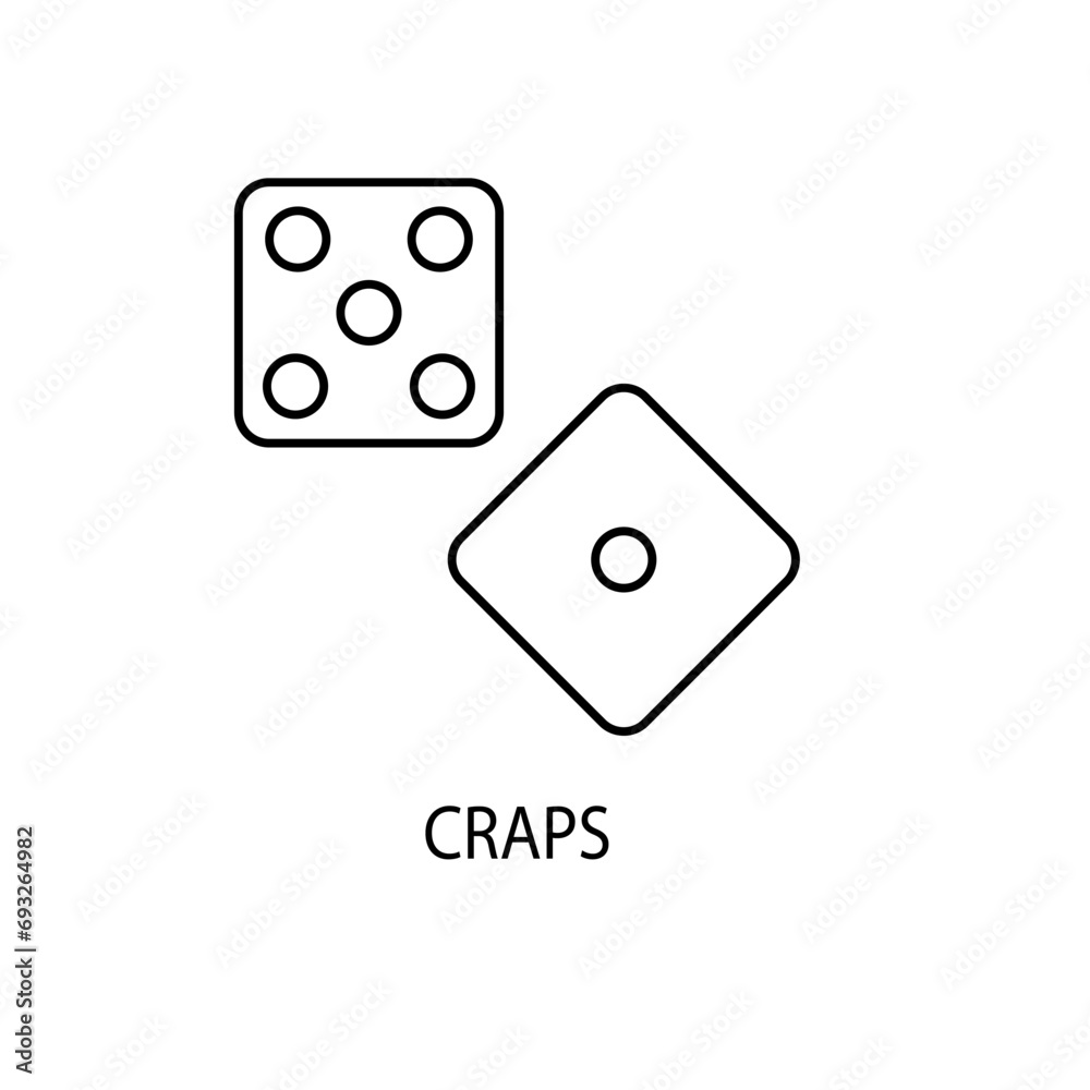 craps concept line icon. Simple element illustration. craps concept outline symbol design. craps concept line icon. Simple element illustration. craps concept outline symbol design.