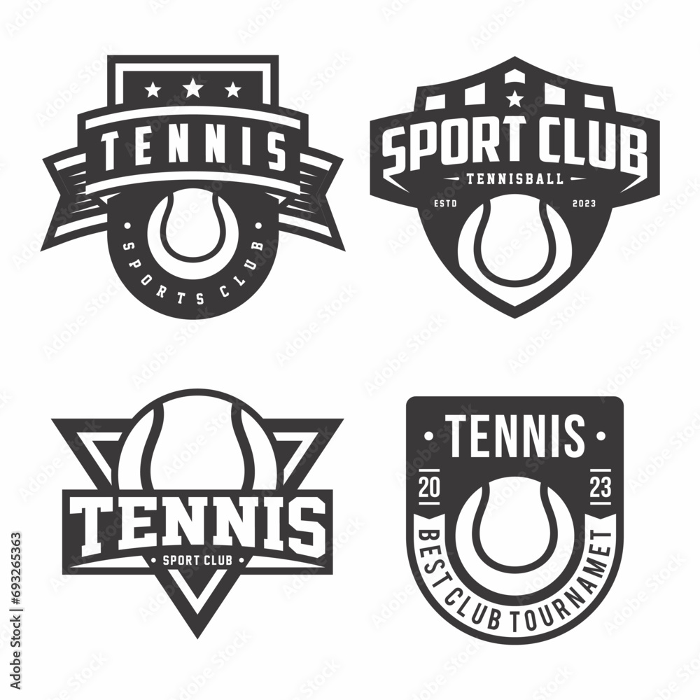 Tennisball logo collection, emblem set collections. Tennisball logo badge template bundle
