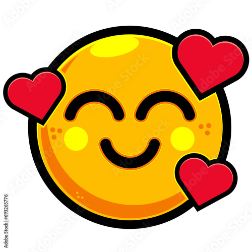 Emoji in love face with heart eyes yellow vector ilustration