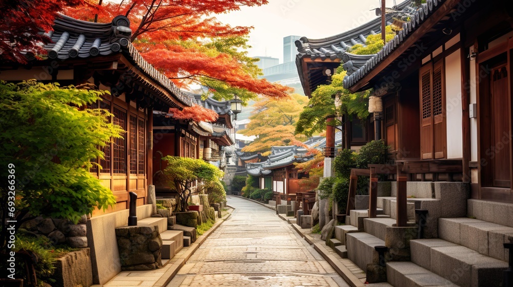 Fototapeta premium Korean Traditional Hanok Street