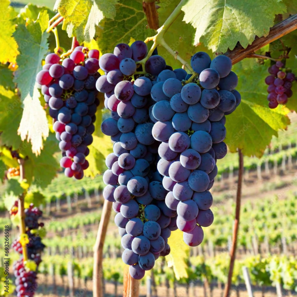 grapes on vineyards, sunlight