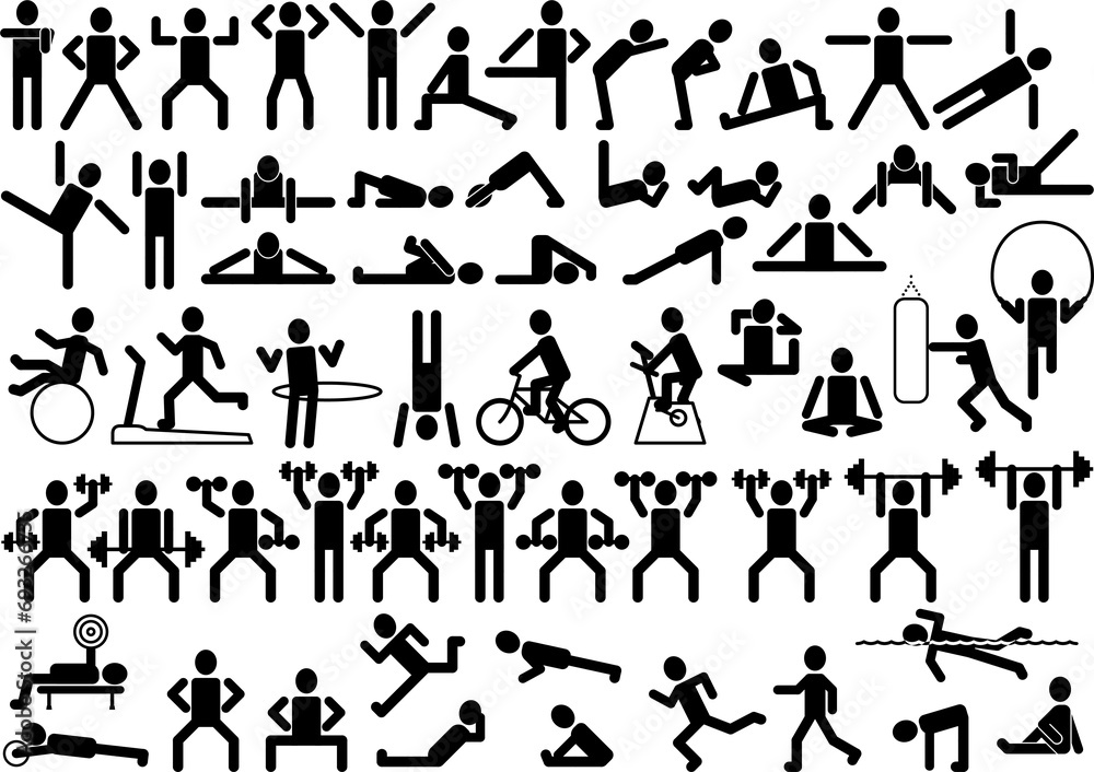 エクササイズ　フィットネス　筋トレ　運動ピクトグラム