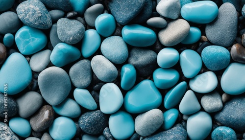 A collection of blue and white stones photo