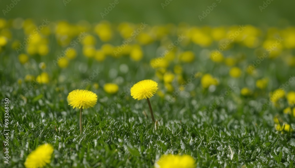 A field of yellow flowers with green grass