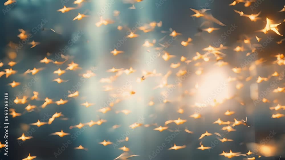 A swarm of birds, representing individual models, flocking together to navigate the everchanging landscape of data and produce robust and reliable predictions through the power of ensemble