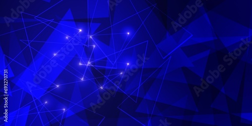 abstract dark blue background with triangles and glowing dots