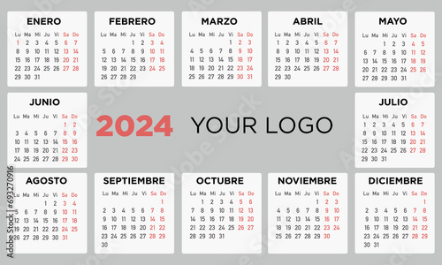 calendario 2024 español. Espacio para logo empresa
