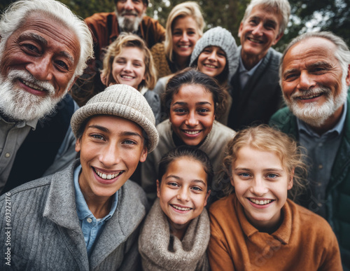 A group of diverse people, family members, diverse cultures, grandparents, parents, children, aunts and uncles — in very high resolution