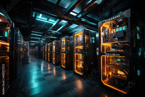 A server room dedicated to blockchain mining.