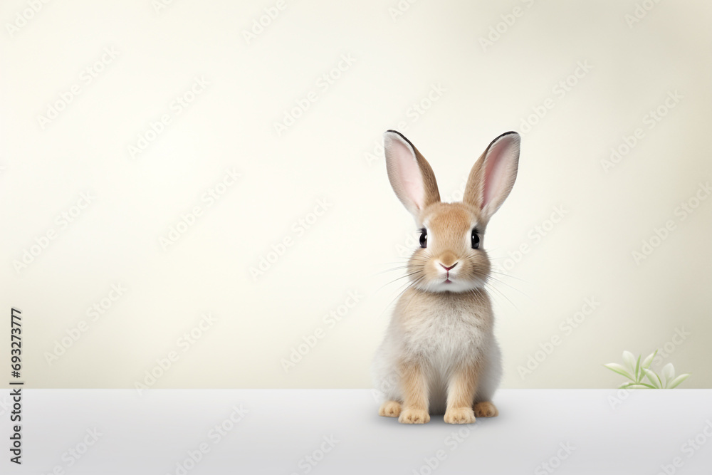 Rabbit's Playfulness Illuminates Pastel Backdrop, Overflowing Cuteness.