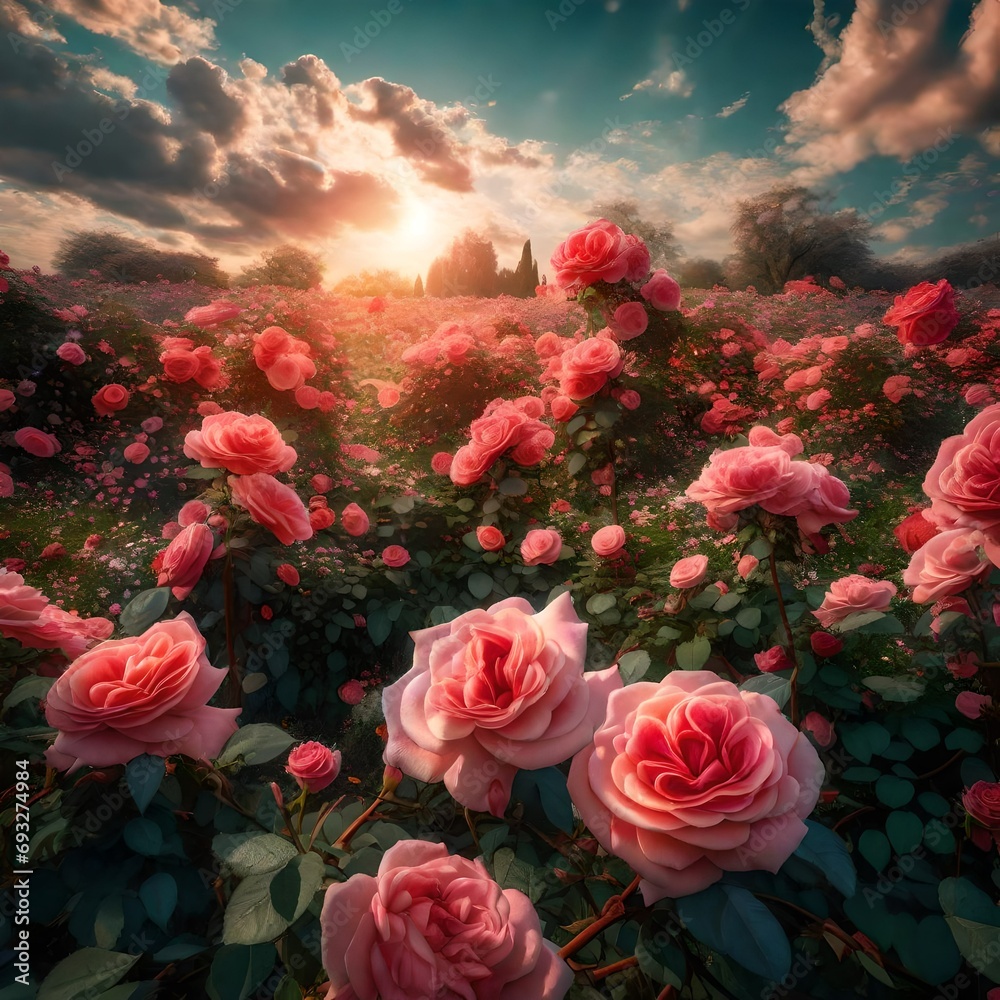 roses and clouds