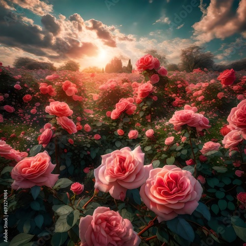 roses and clouds
