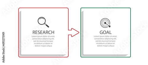 business infographic template. thin line design with icons, text, number and 2 options or steps.
used for process diagrams, workflow layouts, flowcharts, infographics, and your presentations.