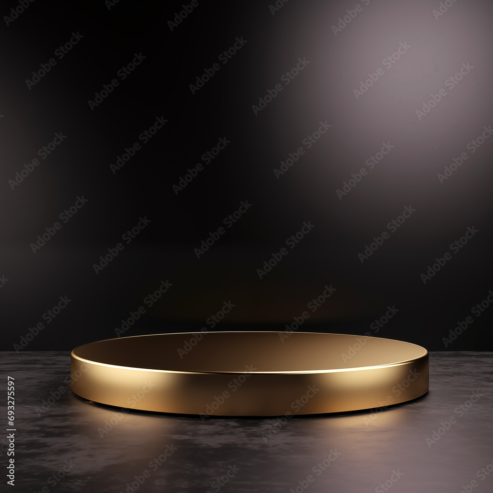 Luxury gold base Product Stand in dark backdrop Luxury gold base Product Stand in dark backdrop
