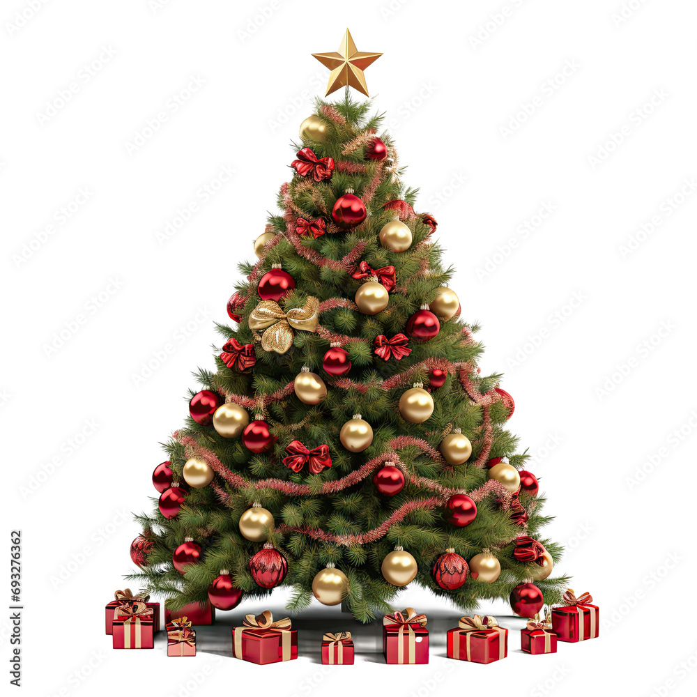Festive Christmas Tree Branch with Ornaments Festive Christmas Tree Branch with Ornaments