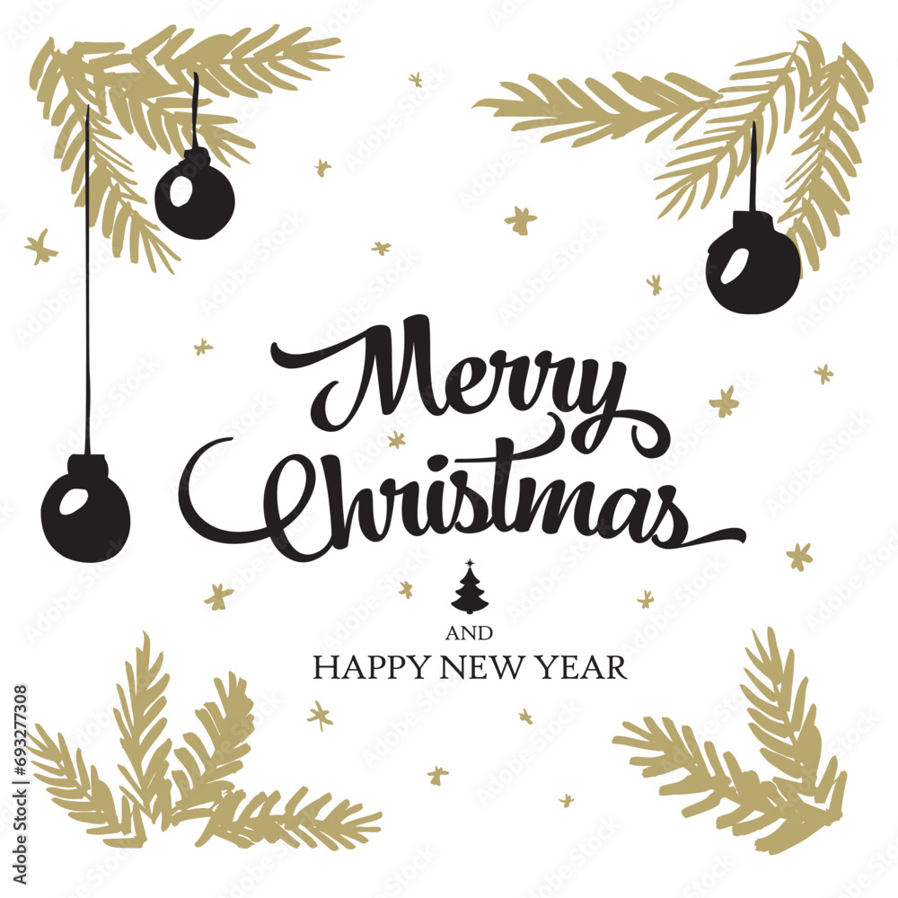 Fototapeta premium Christmas vector illustration. Christmas greeting card design