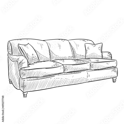 sofa handdrawn illustration