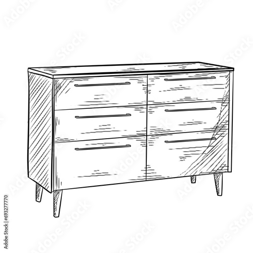 drawer table handdrawn illustration