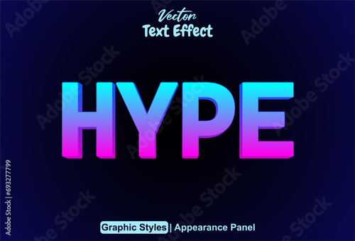 hype text effect with blue graphic style and editable.