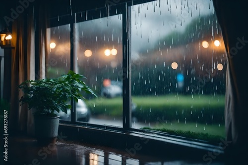 Rainy day outside the window