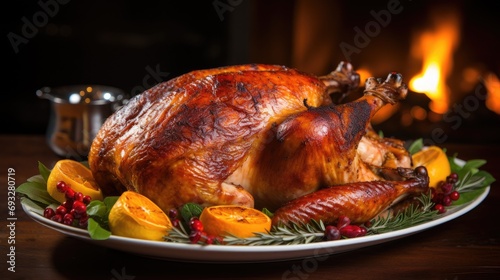 A close up of a roasted turkey with crispy skin