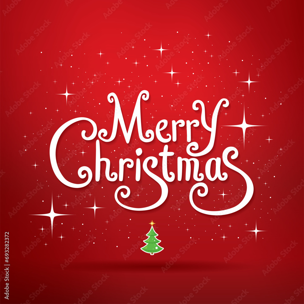 Merry Christmas lettering. Christmas greeting card.