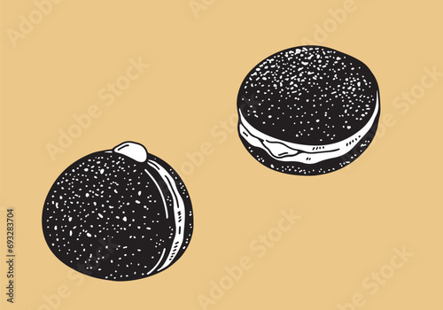 クリーム入りドーナツのイラスト