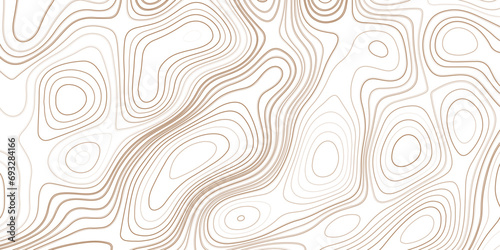 Brown topographic contour lines background. Surface map of mountain future. Stripes landscape descripting data maps.`q