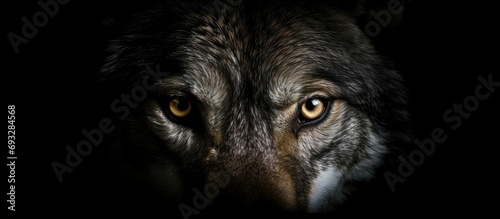 wolf eyes on black background. photo