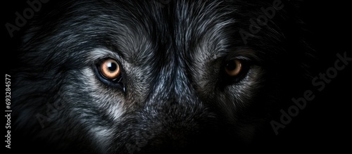 wolf eyes on black background.