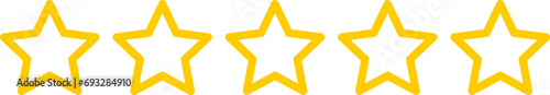 Golden Yellow Five 0 Stars Icon Product Quality Review Symbol. Vector Image.