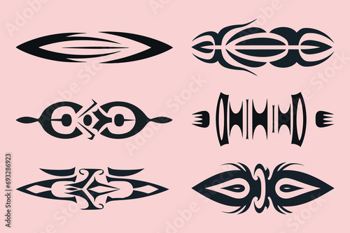 Flat tribal tattoo borders element